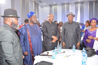 L-R: Director, Public Affairs and Consumer Protection, NCAA, Mr. Michael Achhimugu; Chairman of the Occasion, Chief Executive Officer/Founder, CITA Aviation Fueling Company Limited, Dr. Thomas Ogungbangbe; Keynote Speaker, Managing Director/ CEO Nigeria Airspace Management Authority, ENGR. Umar Farouk; Special Guest of Honour, Minister of Aviation and Aerospace Development, Mr. Festus Keyamo and Director Public Affairs and Consumer Protection, NiMet, Mrs. Funke Adebayo Arowojobe, during the 28th Edition of LAAC Annual Conference themed "Aviation Survivability Amidst a Challenging Macro-Economic Environment" in Lagos recently. L-R: Director, Public Affairs and Consumer Protection, NCAA, Mr. Michael Achhimugu; Chairman of the Occasion, Chief Executive Officer/Founder, CITA Aviation Fueling Company Limited, Dr. Thomas Ogungbangbe; Keynote Speaker, Managing Director/ CEO Nigeria Airspace Management Authority, ENGR. Umar Farouk; Special Guest of Honour, Minister of Aviation and Aerospace Development, Mr. Festus Keyamo and Director Public Affairs and Consumer Protection, NiMet, Mrs. Funke Adebayo Arowojobe, during the 28th Edition of LAAC Annual Conference themed "Aviation Survivability Amidst a Challenging Macro-Economic Environment" in Lagos recently.