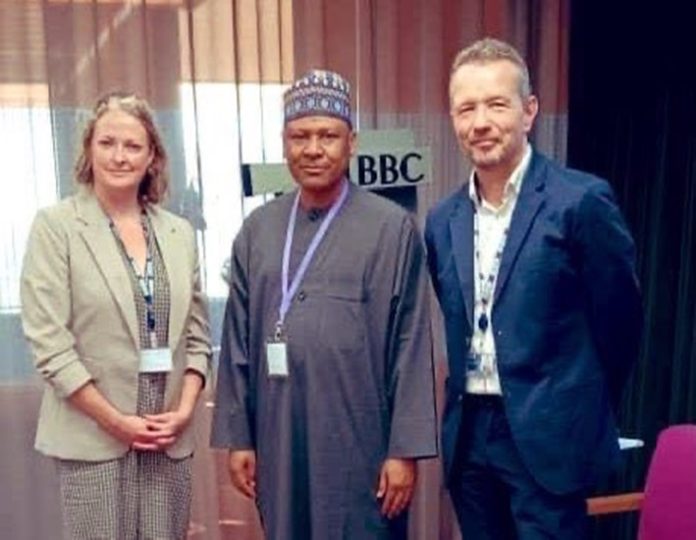 L-R: Fiona Crack, Controller, BBC World Service Languages; Mohammed Idris, Minister of Information and National Orientation, Federal Republic of Nigeria, and Jonathan Munro, Deputy CEO of BBC News and Director of the BBC World Service. L-R: Fiona Crack, Controller, BBC World Service Languages; Mohammed Idris, Minister of Information and National Orientation, Federal Republic of Nigeria, and Jonathan Munro, Deputy CEO of BBC News and Director of the BBC World Service.
