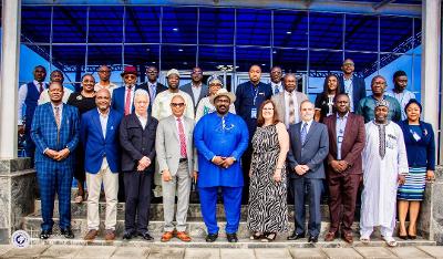 Acting Director General, CAA, Capt Chris Najomo (middle) flanked by other participants during a technical workshop focusing on the foundation for Nigeria's Airport implementation masterplan