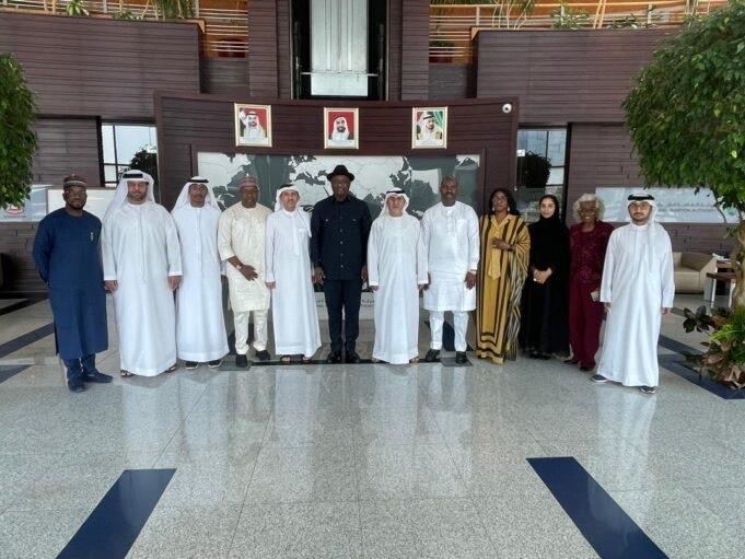 The Minister of Aviation and Aerospace Development, Festus Keyamo (middle) flanked by other delegates at the United Arab Emirates on Friday. The Minister of Aviation and Aerospace Development, Festus Keyamo (middle) flanked by other delegates at the United Arab Emirates on Friday.