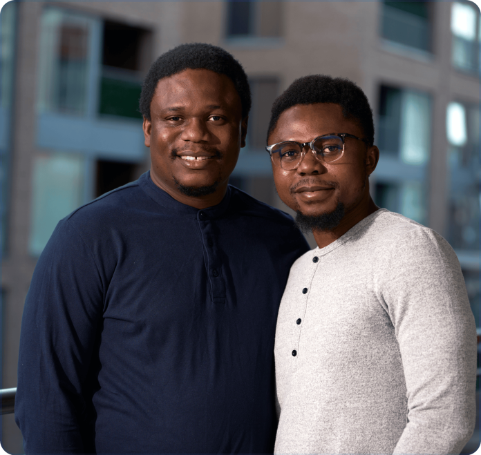 Founder and Group CEO of Moniepoint Inc, Tosin Eniolorunda and co-founder Felix Ike.
