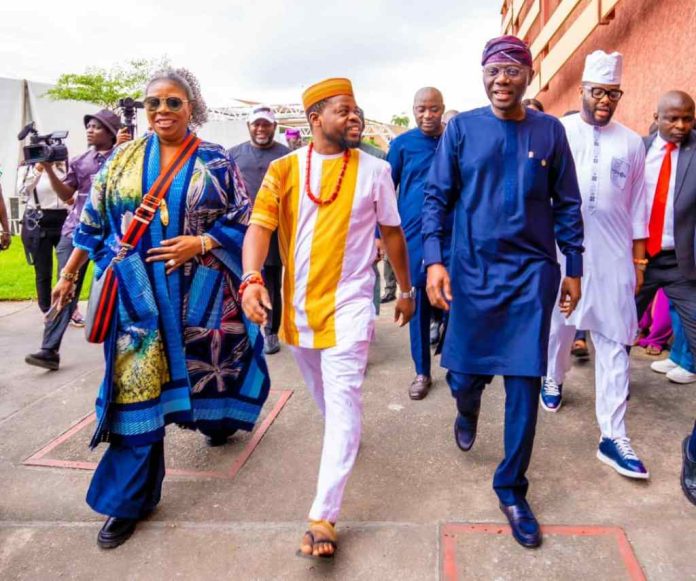 l-r: Commissioner for Tourism, Arts & Culture, Mrs. Toke Benson-Awoyinka; Centre Director, J Randle Centre for Yoruba Culture & Heritage, Mr. Qudus Onikeku; Governor of Lagos State, Mr. Babajide Sanwo-Olu and his Special Adviser on Tourism, Arts & Culture, Mr. Idris Aregbe during a guided tour of the J Randle Centre for Yoruba Culture & Heritage, Onikan, Lagos Island, on Monday, 28 October 2024. l-r: Commissioner for Tourism, Arts & Culture, Mrs. Toke Benson-Awoyinka; Centre Director, J Randle Centre for Yoruba Culture & Heritage, Mr. Qudus Onikeku; Governor of Lagos State, Mr. Babajide Sanwo-Olu and his Special Adviser on Tourism, Arts & Culture, Mr. Idris Aregbe during a guided tour of the J Randle Centre for Yoruba Culture & Heritage, Onikan, Lagos Island, on Monday, 28 October 2024.