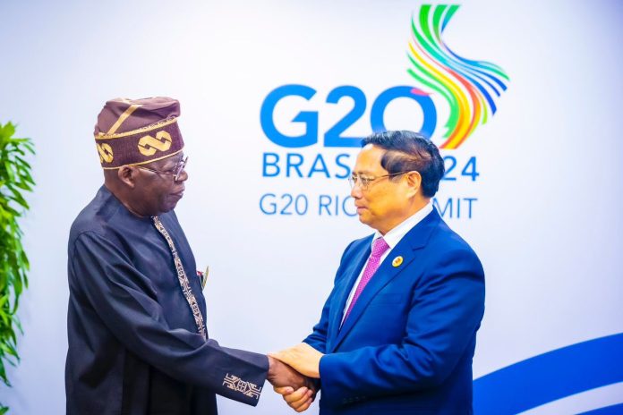 President Bola Tinubu, on Monday, met with Lương Cường, President of the Socialist Republic of Vietnam,