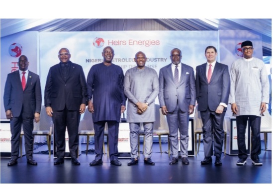 L-R: CCE, NUPRC, Engr. Gbenga Komolafe; CEO, Heirs Energies, Osa Igiehon; Minister of State for Petroleum Resources (Oil), Senator Heineken Lokpobiri; Founder/Chairman, Heirs Holdings and Chairman Heirs Energies, Tony O. Elumelu, CFR; OPEC Board of Governors Chairman for Nigeria & CEO, First E&P, Ademola Adeyemi-Bero; CEO, Seplat Energy, Roger Brown and Executive Vice President, Upstream, NNPC Limited, Udobong Ntia, at the Heirs Energies' Nigeria Petroleum Industry Discourse which held at the Transcorp Hilton Abuja. L-R: CCE, NUPRC, Engr. Gbenga Komolafe; CEO, Heirs Energies, Osa Igiehon; Minister of State for Petroleum Resources (Oil), Senator Heineken Lokpobiri; Founder/Chairman, Heirs Holdings and Chairman Heirs Energies, Tony O. Elumelu, CFR; OPEC Board of Governors Chairman for Nigeria & CEO, First E&P, Ademola Adeyemi-Bero; CEO, Seplat Energy, Roger Brown and Executive Vice President, Upstream, NNPC Limited, Udobong Ntia, at the Heirs Energies' Nigeria Petroleum Industry Discourse which held at the Transcorp Hilton Abuja.