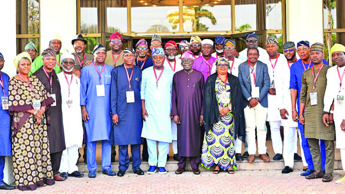 President Bola Tinubu (7th left) with members of Lagos State House of Assembly President Bola Tinubu (7th left) with members of Lagos State House of Assembly