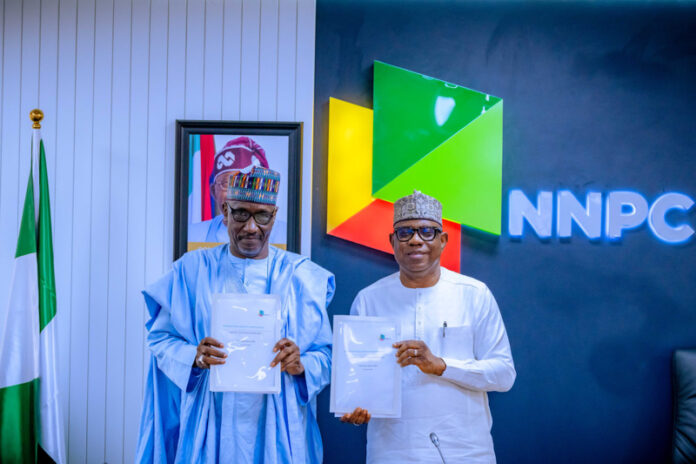 Mele Kyari [L] and Bashir Bayo Ojulari, GCEO, NNPCL