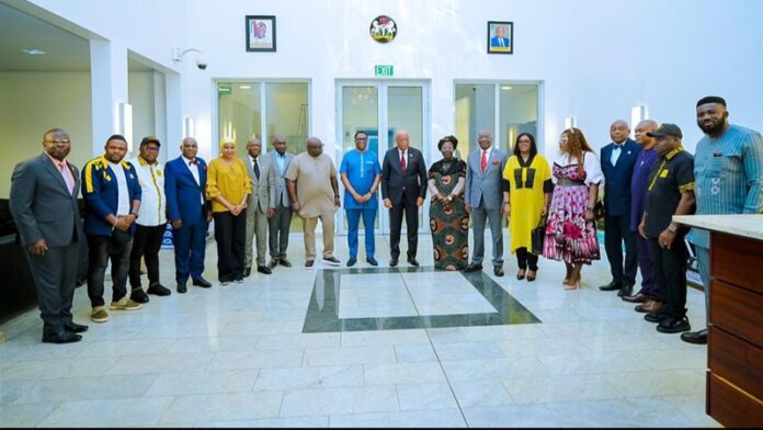 Pastor Umo Eno and the delegation from MTN Nigeria