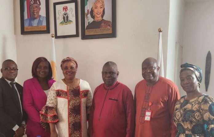 Wasiu Babalola, Ms Esther Abolaji, Dr Susan Akporiaye, Mr Richard Ovie Esewhaye (Director Overseeing Office of DG), Mr Lucky George (Executive Director, ATC) and Ms Hannatu Jimeta of Special Duties Dpt. after a visit by the ATC to NTDA in Abuja recently.
