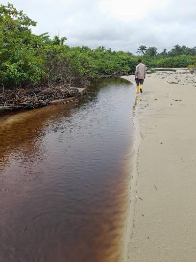 part of the water body where oil spill is reported in Eastern Obolo, Akwa Ibom State part of the water body where oil spill is reported in Eastern Obolo, Akwa Ibom State