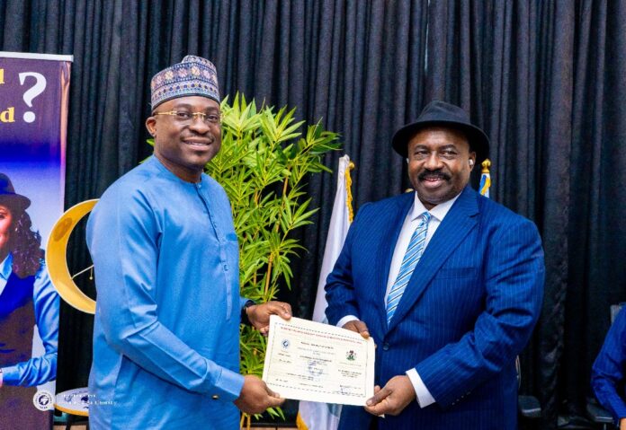 The Director General NCAA, Capt Chris Najomo presenting the RPAS Operations Certificate (ROC) to the Managing Director, Starwings, Mr Demuren Kunmi at the Authority’s headquarters in Abuja on Tuesday. The Director General NCAA, Capt Chris Najomo presenting the RPAS Operations Certificate (ROC) to the Managing Director, Starwings, Mr Demuren Kunmi at the Authority’s headquarters in Abuja on Tuesday.