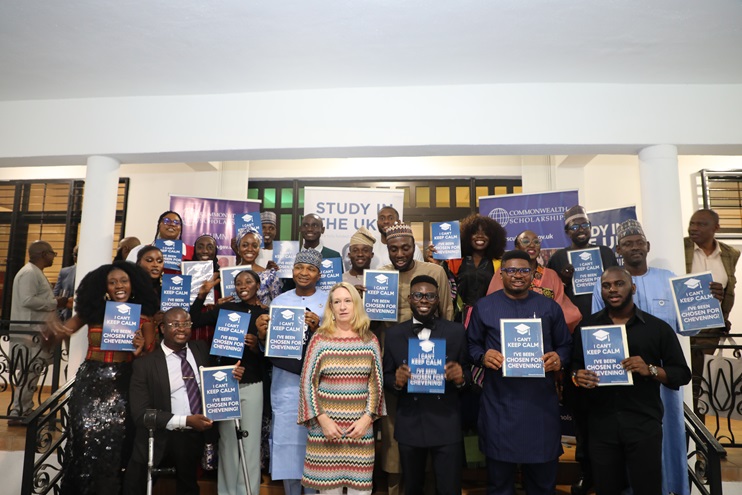 British Deputy High Commissioner, Mrs Gill Lever and some of the Chevening scholars at the pre-departure reception in Abuja. - THEWILL NEWS MEDIA British Deputy High Commissioner, Mrs Gill Lever and some of the Chevening scholars at the pre-departure reception in Abuja.