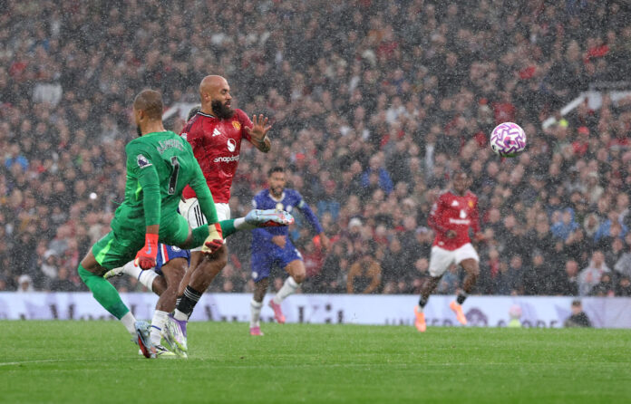 Robert Sánchez's reckless challenge on Bryan Mbeumo outside the penalty area