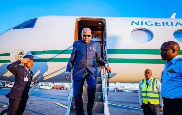 Vice President Kashim Shettima arrive in New York for 80th session UNGA. Photo credit NAN