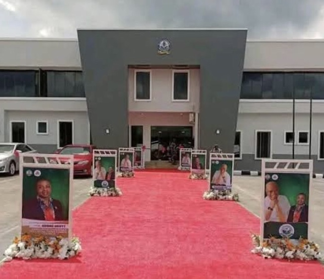 flagship project of Hon. Ubong Nkutt in Itu LGA, Akwa Ibom State, the 30-office space administrative building commissioned by Governor Umo Eno, within his first 100 days in office.