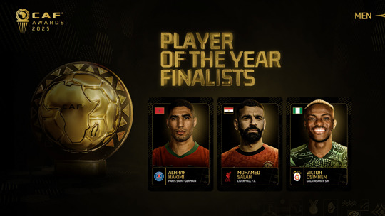 Confederation of African Football has confirmed the three finalists for its 2025 Men's Player of the Year award Confederation of African Football has confirmed the three finalists for its 2025 Men's Player of the Year award