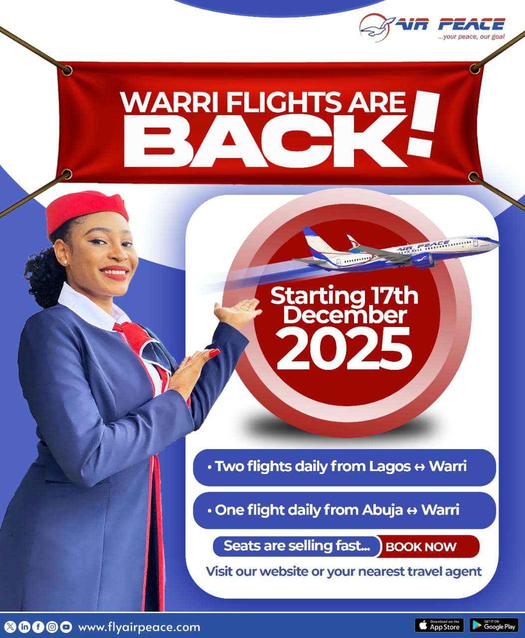Air Peace Boosts Festive Travel With Additional Local Flights, Returns On Warri Route - THEWILL NEWS MEDIA Air Peace Boosts Festive Travel With Additional Local Flights, Returns On Warri Route