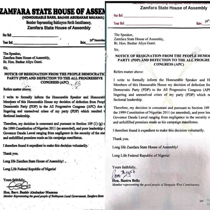 Zamfara Assembly Lawmakers Dump PDP For APC