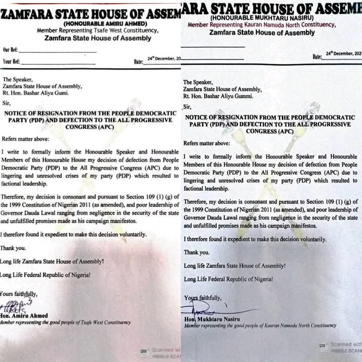 Zamfara Assembly Lawmakers Dump PDP For APC