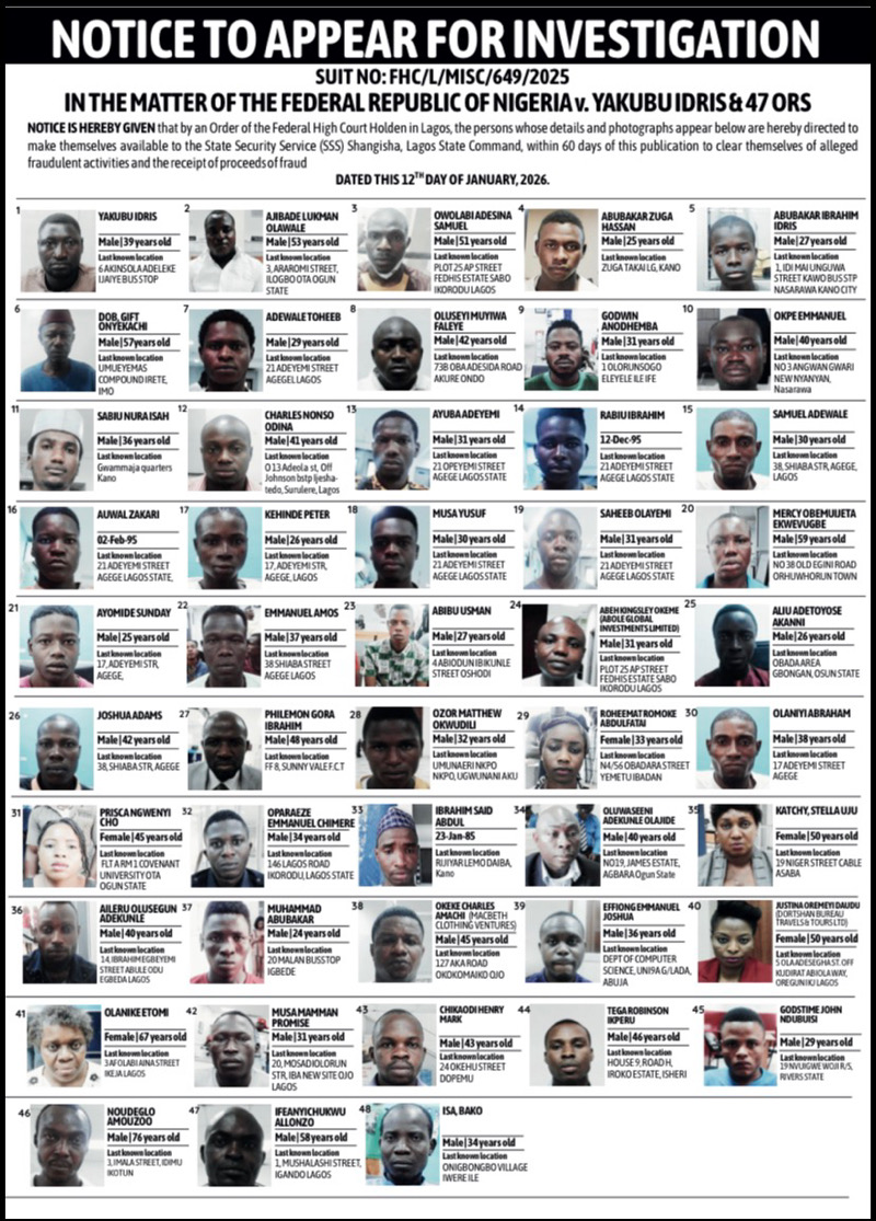 Court orders 48 persons to report to SSS over fraud charges - THEWILL NEWS MEDIA Court orders 48 persons to report to SSS over fraud charges