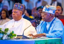 BREAKING: APC Ends Speculation As Tinubu Unveils Shettima As 2027 Running Mate President Bola Tinubu and Shettima