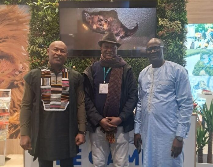 L-R: Malleh Sallah, the CEO of Balafon Hotel Group, The Gambia; Ikechi Uko, organizer Akwaaba African Travel Market; Adama Njie of Gambia Tourism Board