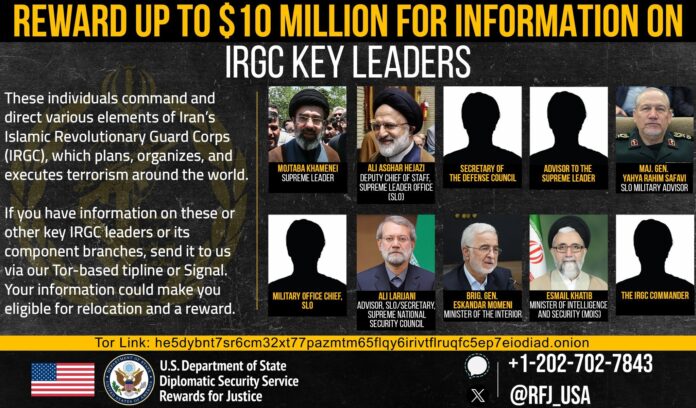 U.S. Places $10m Bounty on Iran’s Supreme Leader Mojtaba Khamenei, Nine Military Commanders