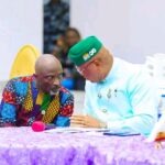Eno Gives Nsik Engineering July Deadline, Threatens Contract Revocation Governor of Akwa Ibom State, Pastor Umo Eno, in a close discussion with a leader in his home town, Ikot Ekpene Udo, during the Easter gathering.