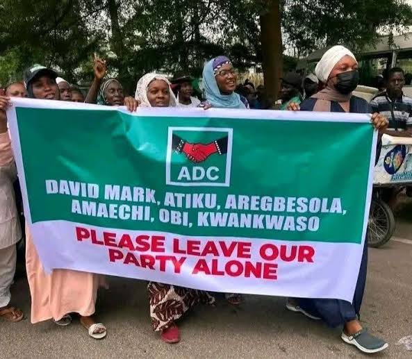 African Democratic Congress (ADC) escalated on Thursday, as the Nafiu Bala Gombe-led faction staged a counter-protest at the Independent National Electoral Commission (INEC) headquarters African Democratic Congress (ADC) escalated on Thursday, as the Nafiu Bala Gombe-led faction staged a counter-protest at the Independent National Electoral Commission (INEC) headquarters