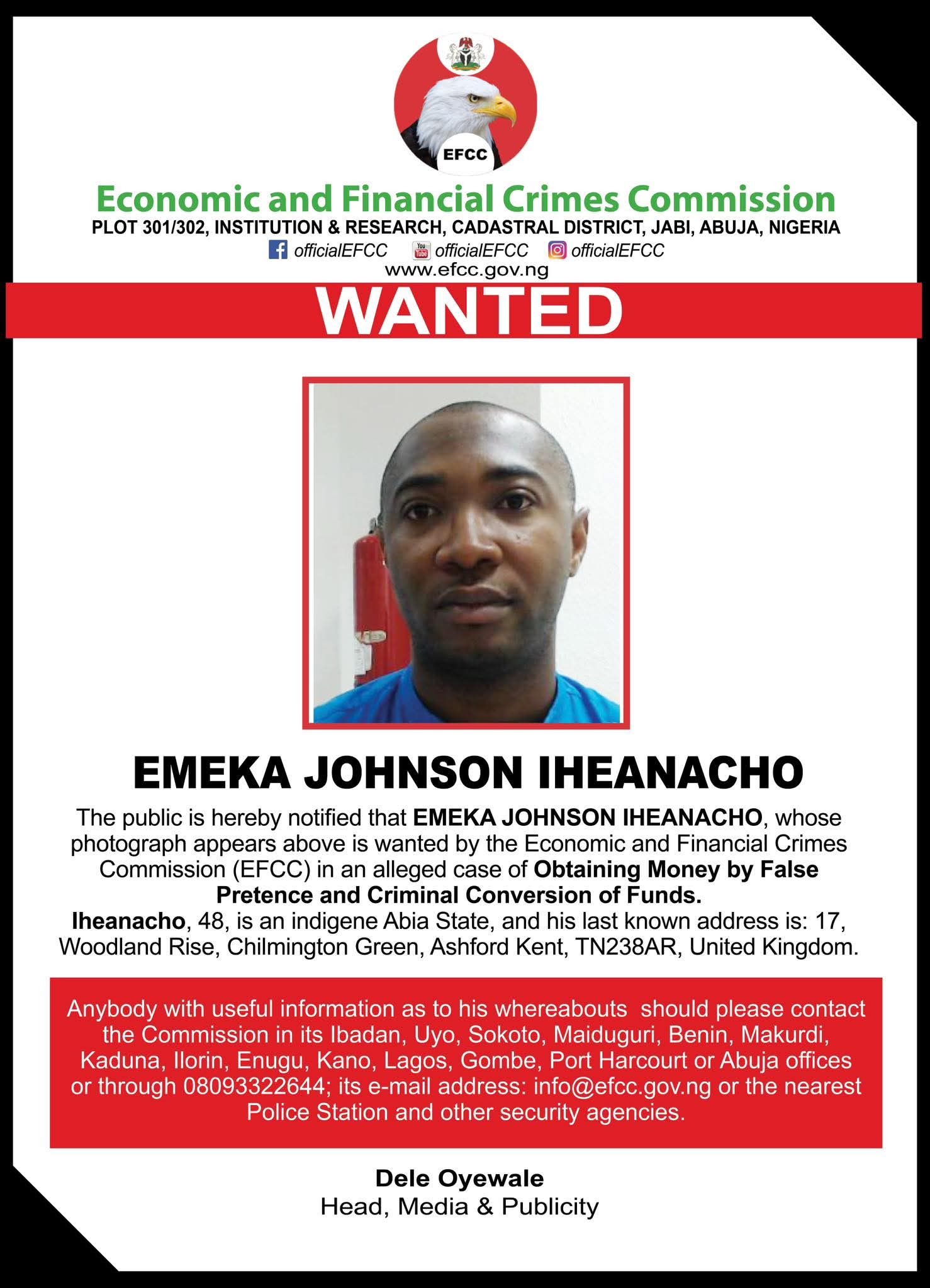 EFCC Declares Duru, Talukder, Iheanacho Wanted Over Alleged Fraud, Breach Of Trust