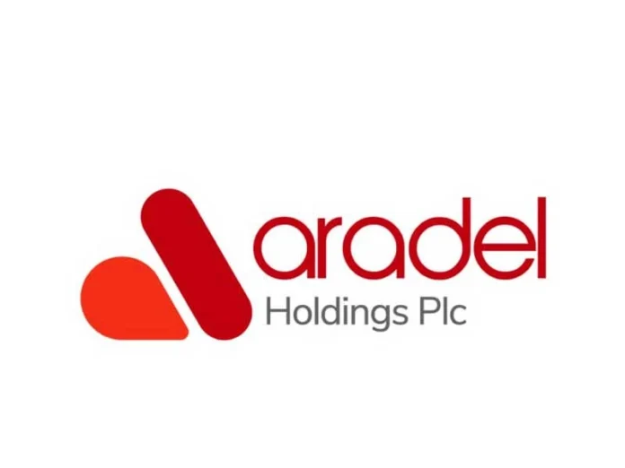 Aradel Holdings PLC logo: red stylized 'A' mark with the word 'aradel' in red and 'Holdings Plc' in gray beneath.