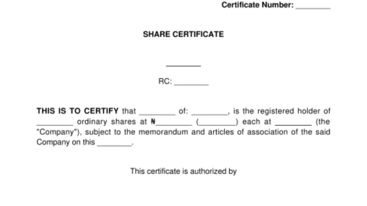 A representation of a share certificate issued to investors in the capital market. - THEWILL NEWS MEDIA A representation of a share certificate issued to investors in the capital market.