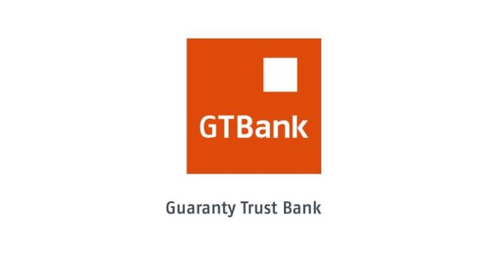GTB GTBank logo: orange square with a small white square notch and the text 'Guaranty Trust Bank' beneath