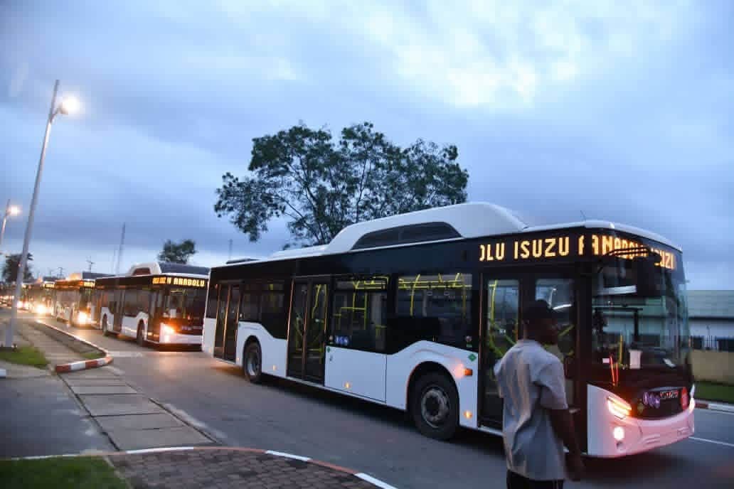 A batch of 10 CNG buses arrived Uyo Sunday evening. - THEWILL NEWS MEDIA