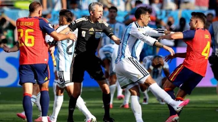 FIFA has opened a disciplinary investigation into the post-match incidents that overshadowed Spain's World Cup triumph. Photo credit; Getty image
