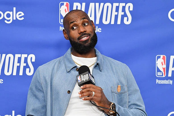 LeBron James speaks to the media during a press conference after Game Four of the Second Round of the NBA. (Photo credit: Getty Images)
