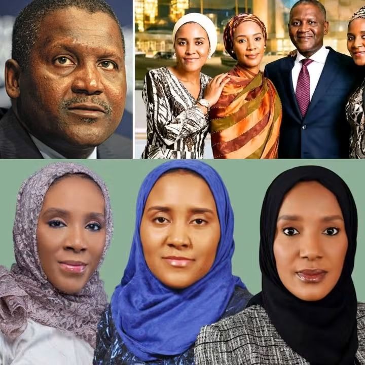 Aliko Dangote (top right) with members of his family, including daughter Halima Dangote (centre), whose revelation of the billionaire's succession plan disclosed that one-third of his estimated fortune has been earmarked for philanthropy through the Aliko Dangote Foundation. - THEWILL NEWS MEDIA
