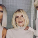 Kim Kardashian Leads Tributes After Grandma MJ Dies At 91 Three women with blonde hair in white outfits pose together and smile at the camera.