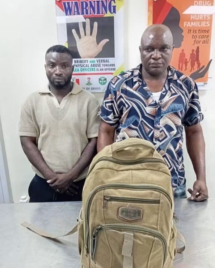 Ntoruka Emmanuel Chinedu (right) and former international footballer Hunkarin Segun George (left)
