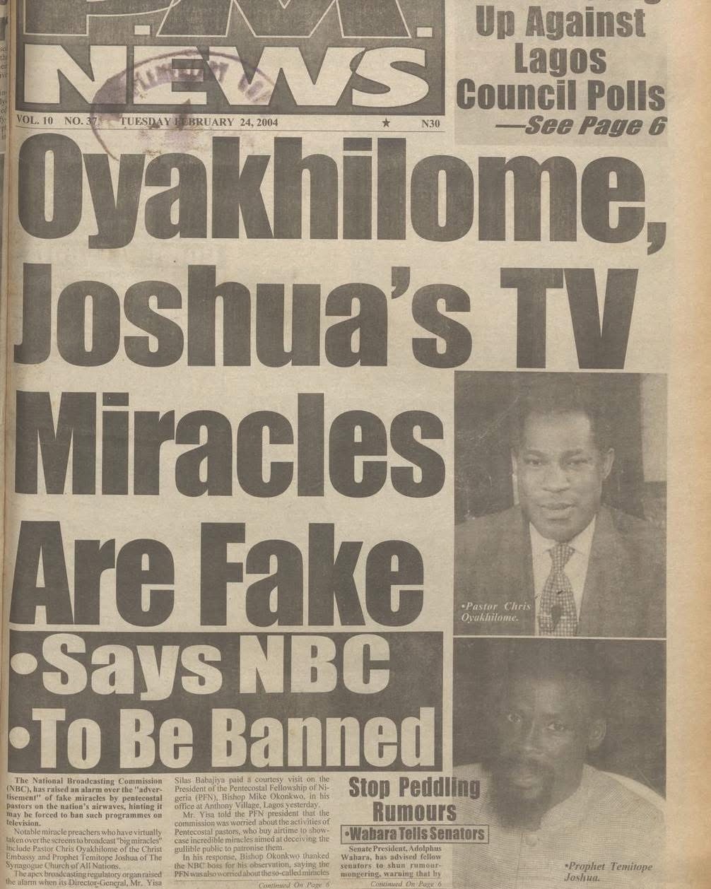 Oyakhilome - THEWILL NEWS MEDIA Oyakhilome