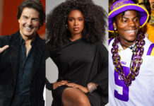 FIFA Unveils Tom Cruise, Jennifer Hudson, IShowSpeed And More Stars For World Cup Final Show Collage of three people: a man in a black blazer waving, a woman in a black dress with curly hair posing, and an LSU fan in purple and gold smiling.