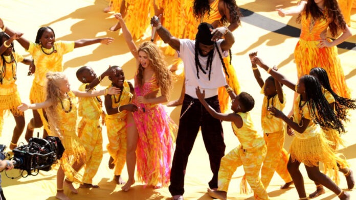 burna and shakira on world cup stage