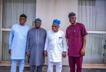 2027: Photos Emerge as Makinde, Fayemi, Oyinlola Hold Closed-Door Talks With Obasanjo