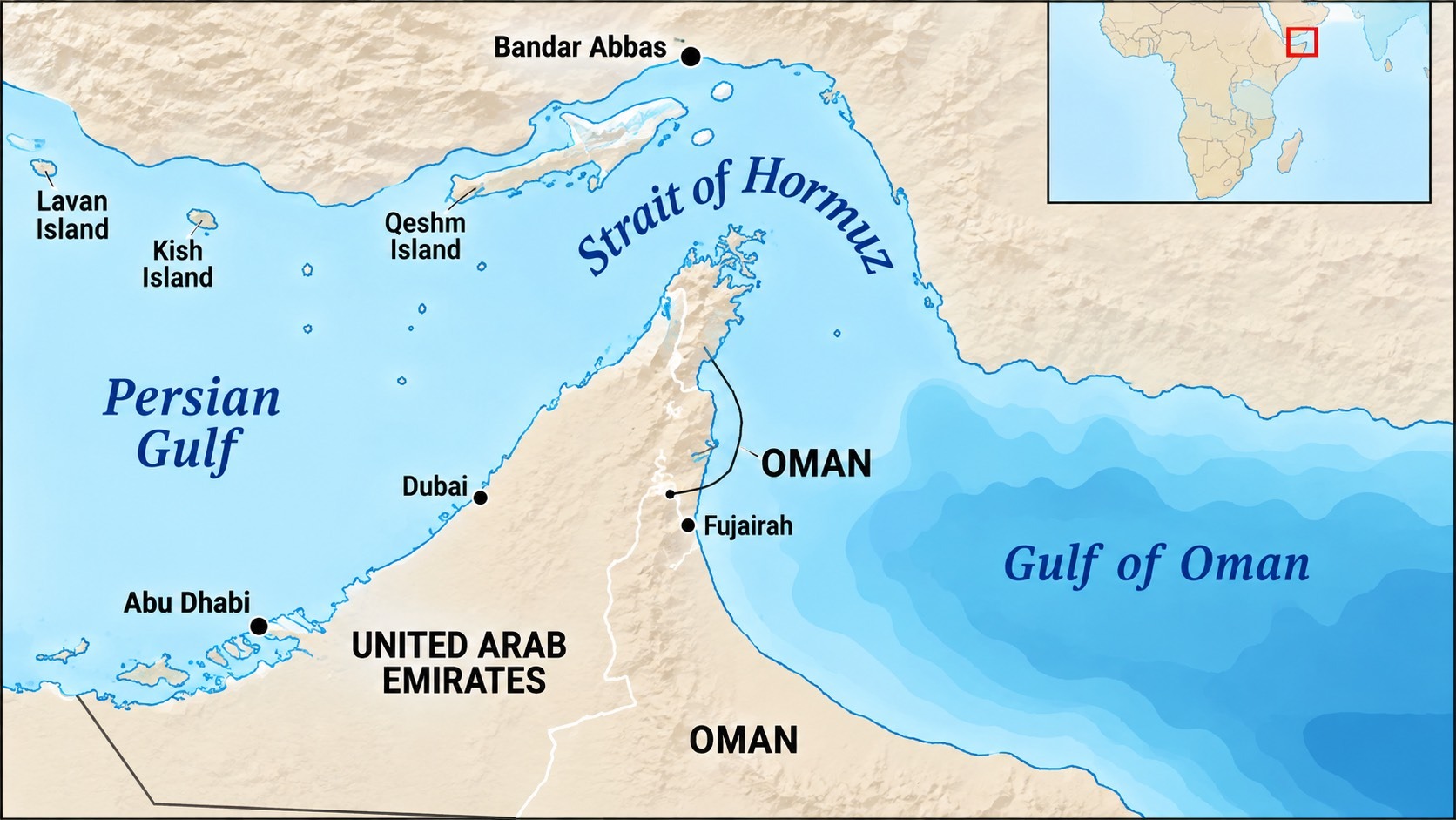 Map of Strait of Hormuz. - THEWILL NEWS MEDIA