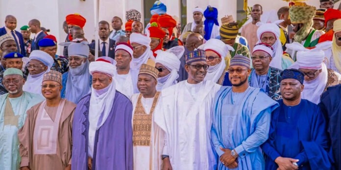 Traditional rulers, religious leaders, government officials and other stakeholders pose for a group photograph during the Northern Peace Summit organised by the Arewa Cohesion for Peace, Unity and Development Initiative (ACI) in Kaduna on Wednesday.